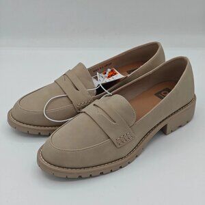 dv by Dolce Vita “Crisp” Classic Penny Loafer/Lug Sole Block Heel Beige